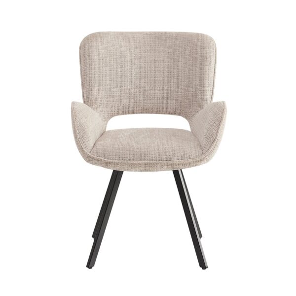 VETA Πολυθρόνα Περιστρεφόμενη, Μέταλλο Βαφή Μαύρο, Ύφασμα Μπεζ 58x58x84cm - Image 4