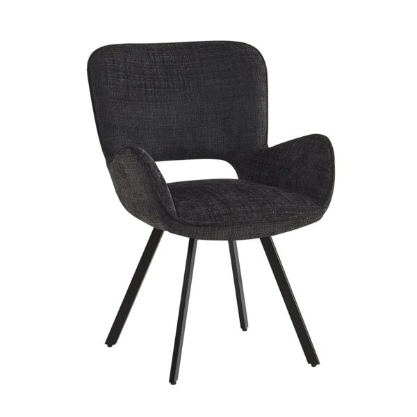 VETA Πολυθρόνα Περιστρεφόμενη, Μέταλλο Βαφή Μαύρο, Ύφασμα Μαύρο 58x58x84cm - Image 2