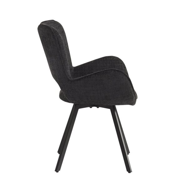 VETA Πολυθρόνα Περιστρεφόμενη, Μέταλλο Βαφή Μαύρο, Ύφασμα Μαύρο 58x58x84cm - Image 3