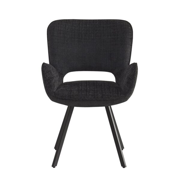 VETA Πολυθρόνα Περιστρεφόμενη, Μέταλλο Βαφή Μαύρο, Ύφασμα Μαύρο 58x58x84cm - Image 4