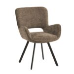 VETA Πολυθρόνα Περιστρεφόμενη, Μέταλλο Βαφή Μαύρο, Ύφασμα Καφέ 58x58x84cm - Image 2