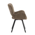 VETA Πολυθρόνα Περιστρεφόμενη, Μέταλλο Βαφή Μαύρο, Ύφασμα Καφέ 58x58x84cm - Image 3