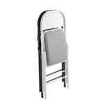 BRENDA Καρέκλα Πτυσσόμενη, Μέταλλο Βαφή Μαύρο, Ύφασμα Γκρι 44x46x76cm - Image 3