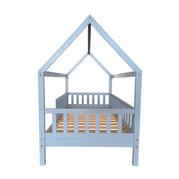 DREAM Montessori Παιδικό Κρεβάτι, για Στρώμα 90x190cm, Ξύλο Πεύκου Απόχρωση Γαλάζιο 97x197x129cm - Image 3