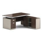 CONCEPT Γραφείο Αναστρέψιμη Γωνία, Απόχρωση Καρυδί - Μπεζ 180x80/160x40 (H.75/62)cm - Image 3