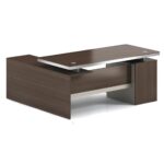 CONCEPT Γραφείο Αναστρέψιμη Γωνία, Απόχρωση Καρυδί - Μπεζ 200x80/160x40 (H.75/62)cm - Image 2