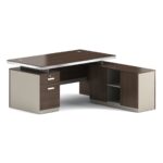 CONCEPT Γραφείο Αναστρέψιμη Γωνία, Απόχρωση Καρυδί - Μπεζ 200x80/160x40 (H.75/62)cm - Image 3