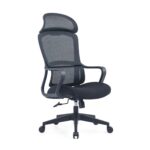 BF3010 Πολυθρόνα Γραφείου Διευθυντή, Mesh Μαύρο, Ύφασμα Μαύρο 61x63x119/128cm - Image 2