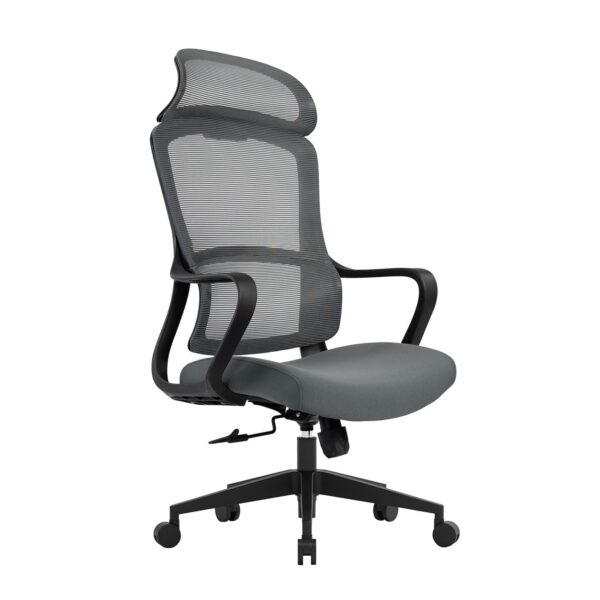 BF3010 Πολυθρόνα Γραφείου Διευθυντή, Mesh Μαύρο, Ύφασμα Γκρι 61x63x119/128cm - Image 2