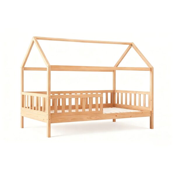 DREAM Montessori Παιδικό Κρεβάτι, για Στρώμα 90x190cm, Ξύλο Πεύκου Απόχρωση Φυσικό 97x197x129cm - Image 2