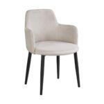 SOUL Πολυθρόνα Τραπεζαρίας Σαλονιού - Κουζίνας, Μέταλλο Βαφή Μαύρο, Ύφασμα Μπεζ 57x60x78cm - Image 2