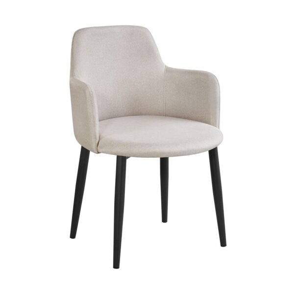 SOUL Πολυθρόνα Τραπεζαρίας Σαλονιού - Κουζίνας, Μέταλλο Βαφή Μαύρο, Ύφασμα Μπεζ 57x60x78cm - Image 2