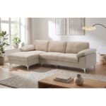 ALEX Καναπές Σαλονιού Καθιστικού Δεξιά Γωνία, Ύφασμα Μπεζ Velure 264x132x75cm H.80cm - Image 3