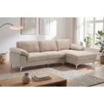 ALEX Καναπές Σαλονιού Καθιστικού Αριστερή Γωνία, Ύφασμα Μπεζ Velure 264x132x75cm H.80cm - Image 3