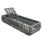 MAJORCA Ξαπλώστρα, Αλουμίνιο με Olefin Rope Γκρι, Μαξιλάρι Ανοιχτό Γκρι 75x195x42cm - Image 3