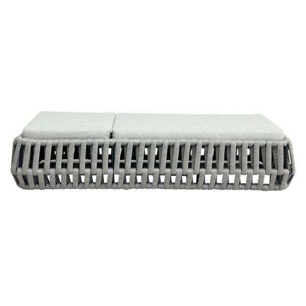 MAJORCA Ξαπλώστρα, Αλουμίνιο με Olefin Rope Γκρι, Μαξιλάρι Ανοιχτό Γκρι 75x195x42cm - Image 4