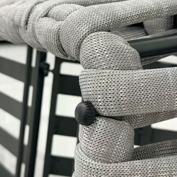 MAJORCA Ξαπλώστρα, Αλουμίνιο με Olefin Rope Γκρι, Μαξιλάρι Ανοιχτό Γκρι 75x195x42cm - Image 5