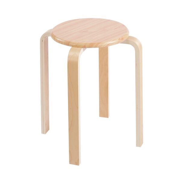 HAMILTON-W Σκαμπό Βοηθητικό, Στοιβαζόμενο, Απόχρωση Φυσικό, Πόδι Σημύδα, κάθισμα MDF Φ29cm H.45cm - Image 2