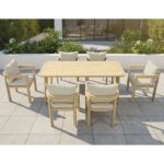 FLORIDA Dining Set Τραπεζαρία Κήπου Βεράντας (7τ), Acacia, Μαξιλάρια Μπεζ Table:180x90x75-Chair:59x59x68