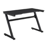 GAMING Γραφείο 120x60cm Μέταλλο Βαφή Μαύρο, Επιφάνεια MDF Μαύρο, με Βάση ακουστικών 120x60x75cm