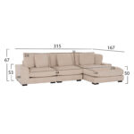 ΚΑΝΑΠΕΣ ΔΕΞΙΑ ΓΩΝΙΑ CRANFIELD HM3287.02R ΜΠΕΖ ΡΙΓΕ ΥΦΑΣΜΑ 315x167(γωνία)x67Υεκ. - Image 2