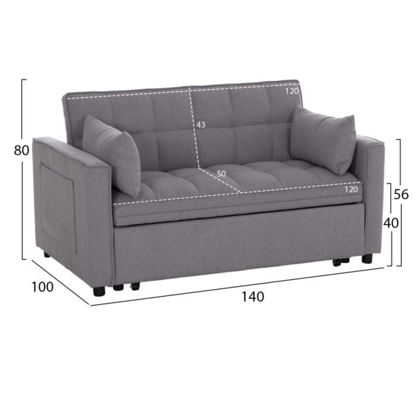 ΚΑΝΑΠΕΣ ΚΡΕΒΑΤΙ 2-ΘΕΣΙΟΣ BORG HM3289.01 ΓΚΡΙ ΥΦΑΣΜΑ 140x75x89Υεκ - Image 2