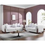 KANSAS Set Σαλόνι - Καθιστικό, 2Θέσιος-3Θέσιος, Teddy Ύφασμα Άσπρο 174x99 / 211x99 x H90cm