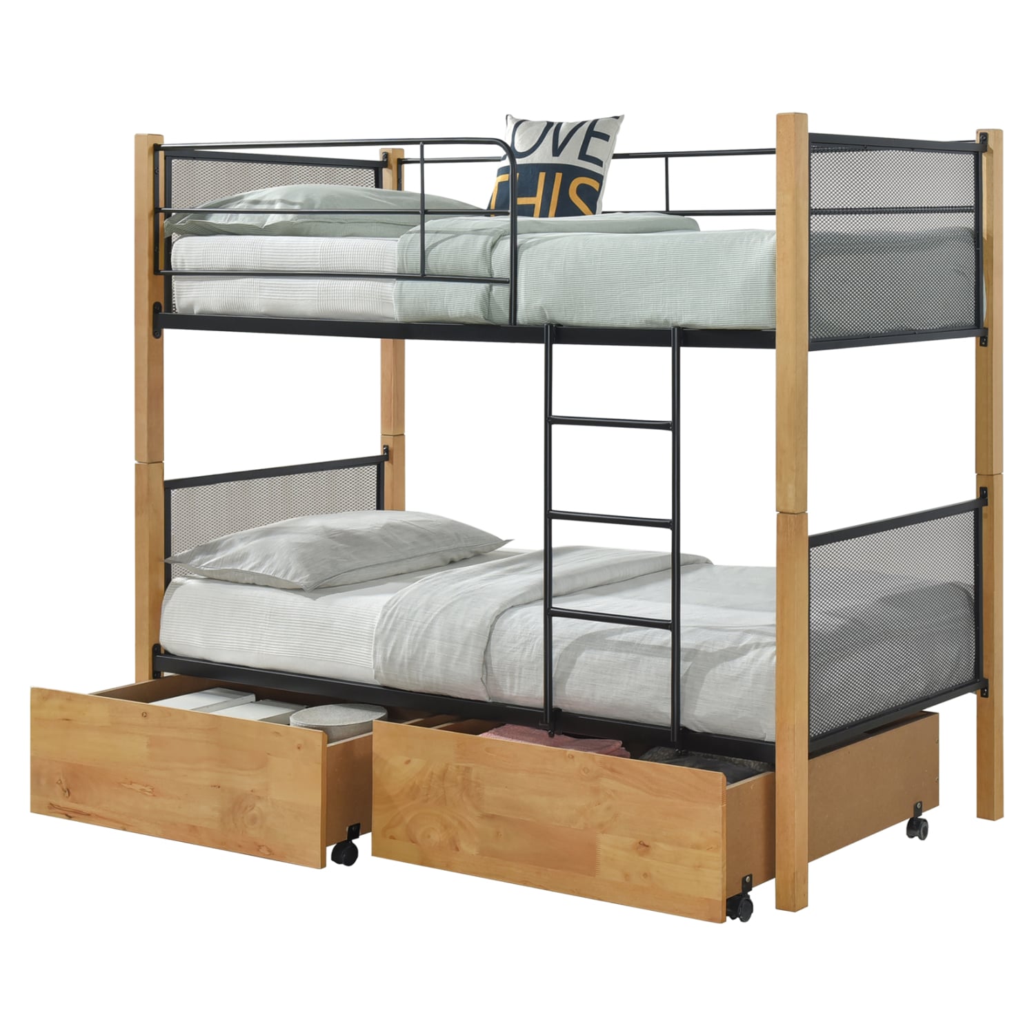 HM21119.02 ΚΡΕΒΑΤΙ ΚΟΥΚΕΤΑ ΜΕ 2 ΕΠΙΔΑΠΕΔΙΑ ΣΥΡΤΑΡΙΑ RAYVEN HM21119.02 ΞΥΛΟ-ΜΕΤΑΛΛΟ-ΓΙΑ ΣΤΡΩΜΑΤΑ 90x190εκ - Image 1