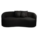 LYON Καναπές 2θ - Σαλονιού - Καθιστικού, Teddy Ύφασμα Μαύρο 178x82x68cm