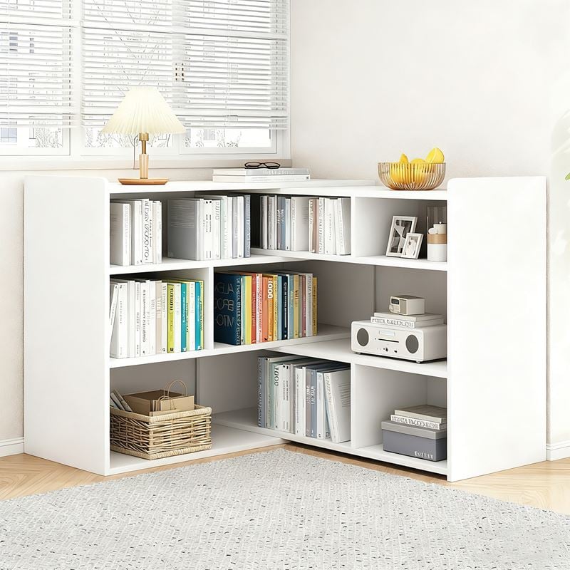 multi-vivliothiki-pollaplon-diastaseon-apochrosi-aspro-enlarge MULTI Βιβλιοθήκη πολλαπλών διαστάσεων, Απόχρωση Άσπρο 80/150x24x90cm - Image 1