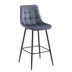 MYRIAM Σκαμπό BAR, Μέταλλο Βαφή Μαύρο, Ύφασμα Velure Σκούρο Γκρι 54x43x75/105cm