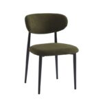 POINT Καρέκλα Τραπεζαρίας Μέταλλο Βαφή Μαύρο, Ύφασμα Olive Green 47x51x79cm