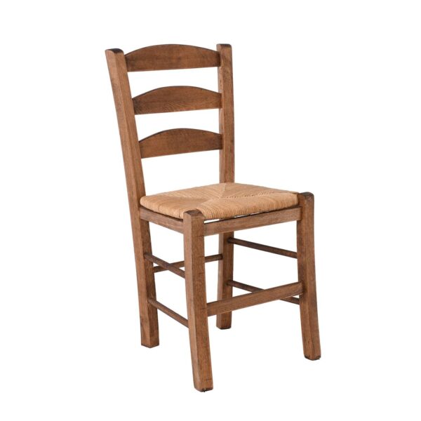 ΣΚΥΡΟΣ Καρέκλα Οξιά Βαφή Εμποτισμού Καρυδί, Κάθισμα Ψάθα Wheat Straw 41x43x89cm - Image 2