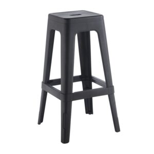 RELIX PP Σκαμπό BAR Στοιβαζόμενο, PP Απόχρωση Μαύρο 42x42x76cm