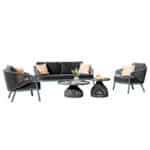 ΣΕΤ ΣΑΛΟΝΙ 5ΤΜΧ DRISCOLL ΗM6473.01 ΣΚΟΥΡΟ ΓΚΡΙ ΑΛΟΥΜΙΝΙΟ-ΣΧΟΙΝΙ-OLEFIN ΥΦΑΣΜΑ