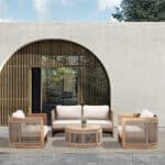 ΣΕΤ ΣΑΛΟΝΙ ΕΞ.ΧΩΡΟΥ 4ΤΜΧ ΣΕΙΡΑ ODYSSEY ΗΜ6264 ΞΥΛΟ ΑΚΑΚΙΑΣ-ΣΧΟΙΝΙ-ΜΠΕΖ ΥΦΑΣΜΑ - Image 2