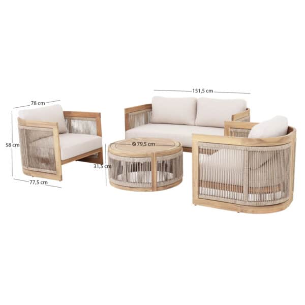 ΣΕΤ ΣΑΛΟΝΙ ΕΞ.ΧΩΡΟΥ 4ΤΜΧ ΣΕΙΡΑ ODYSSEY ΗΜ6264 ΞΥΛΟ ΑΚΑΚΙΑΣ-ΣΧΟΙΝΙ-ΜΠΕΖ ΥΦΑΣΜΑ - Image 3