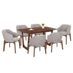 ΣΕΤ ΤΡΑΠΕΖΑΡΙΑΣ 7ΤΜΧ ABAI HM21338.02 ΤΡΑΠΕΖΙ ΑΠΟ MDF--ΚΑΡΕΚΛΕΣ ΜΕ ΜΠΟΥΚΛΕ ΥΦΑΣΜΑ