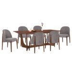 ΣΕΤ ΤΡΑΠΕΖΑΡΙΑΣ 7ΤΜΧ RIMER HM21339 ΤΡΑΠΕΖΙ ΑΠΟ MDF--ΚΑΡΕΚΛΕΣ ΑΠΟ RUBBERWOOD & ΥΦΑΣΜΑ