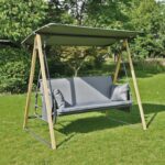 SURF Κούνια 3θέσια - Κρεβάτι, Μέταλλo Βαφή Φυσικό & Ανθρακί, Ύφασμα Γκρι 202x122x172cm