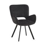 VETA Πολυθρόνα Περιστρεφόμενη, Μέταλλο Βαφή Μαύρο, Ύφασμα Μαύρο 58x58x84cm