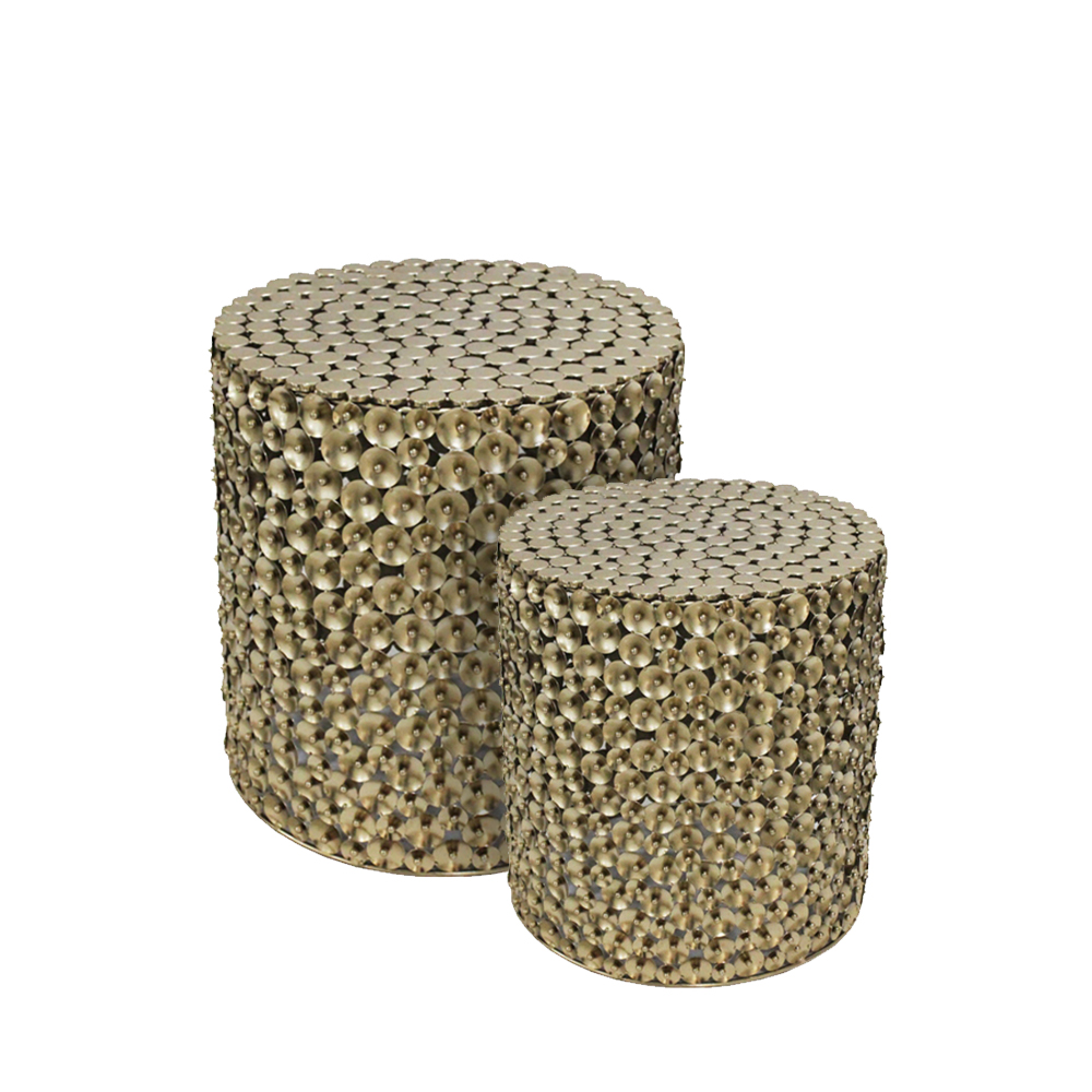 04-0856-jdP7x-first-_1 POPPY COFFEE TABLE SET 2ΤΕΜ ΧΡΥΣΟ ANTIQUE 44x44x46.5 04-0856 - Image 1