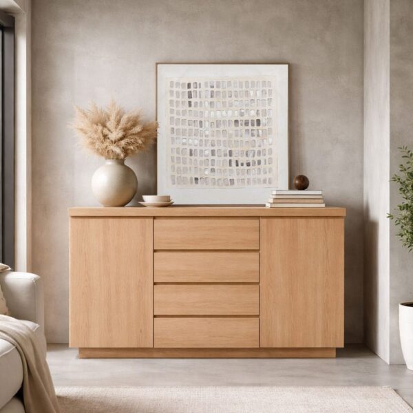 DRUVO ΜΠΟΥΦΕΣ 2ΠΟΡΤΕΣ 4ΣΥΡΤΑΡΙΑ ΦΥΣΙΚΟ 160x39x92cm 05-0822 - Image 2