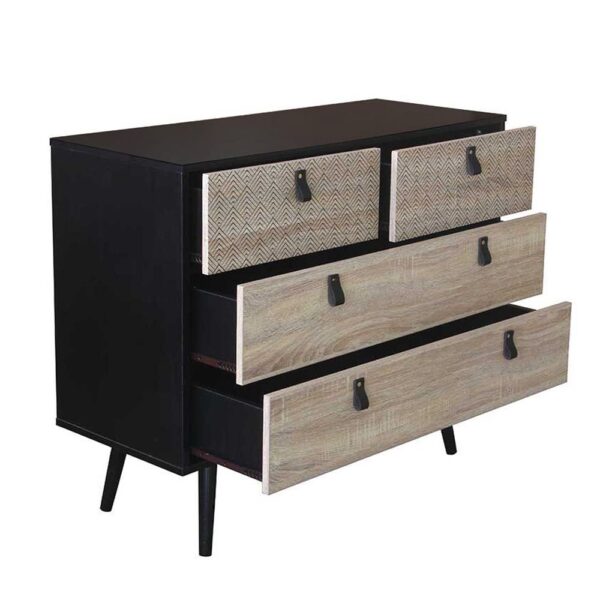 OMNIA ΣΥΡΤΑΡΙΕΡΑ ΜΑΥΡΟ SONOMA ΜΕ PATTERN 98.5x39x81.5cm 09-1022 - Image 4