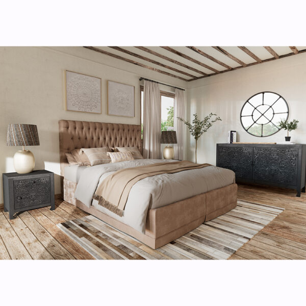 VOLCANO ΚΟΜΟΔΙΝΟ 1ΠΟΡΤΑ 1ΣΥΡΤΑΡΙ ΜΑΥΡΟ 50x40x50cm 09-1488 - Image 2