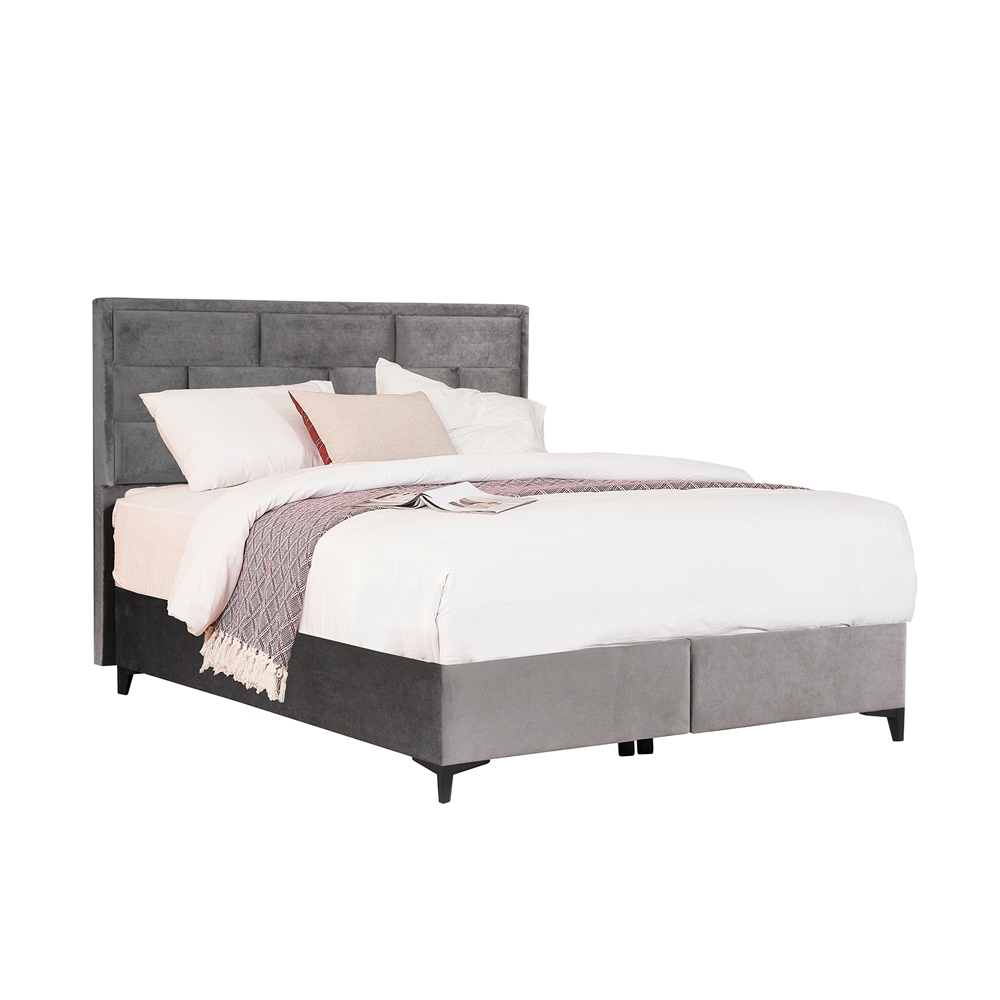 09-1766-dz2xC-first-_1 BRICK ΚΡΕΒΑΤΙ ΜΕ ΑΠΟΘΗΚ. ΧΩΡΟ (ΓΙΑ ΣΤΡΩΜΑ 160x200cm) ΓΚΡΙ 07-450 215x165x121cm 09-1766 - Image 1