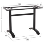 ΒΑΣΗ ΤΡΑΠΕΖΙΟΥ ΑΛΟΥΜΙΝΙΟΥ ΔΙΠΛΗ HM461.11 ΜΑΥΡΗ ΜΑΤ ΜΕ ΡΕΓΟΥΛΑΤΟΡΟΥΣ 100Χ60Χ73Υεκ. - Image 2