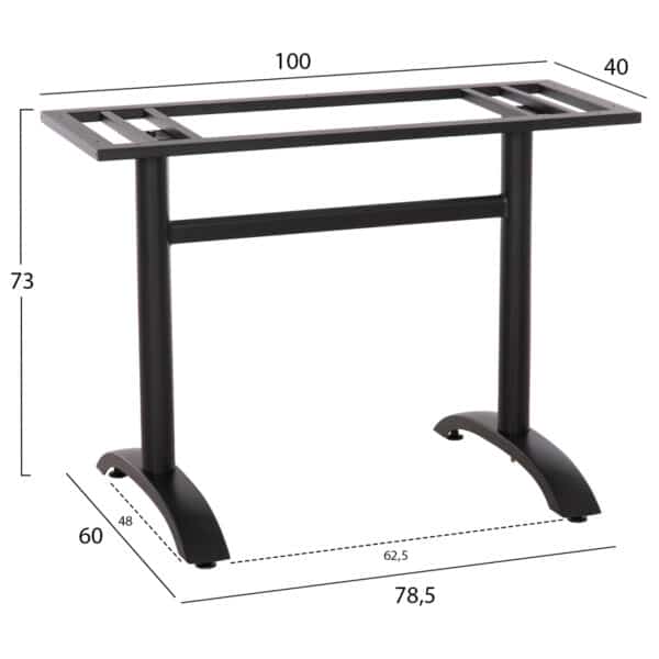 ΒΑΣΗ ΤΡΑΠΕΖΙΟΥ ΑΛΟΥΜΙΝΙΟΥ ΔΙΠΛΗ HM461.11 ΜΑΥΡΗ ΜΑΤ ΜΕ ΡΕΓΟΥΛΑΤΟΡΟΥΣ 100Χ60Χ73Υεκ. - Image 2