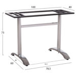 ΒΑΣΗ ΤΡΑΠΕΖΙΟΥ ΑΛΟΥΜΙΝΙΟΥ ΔΙΠΛΗ HM461.13 ΧΡΩΜΙΟΥ ΜΕ ΡΕΓΟΥΛΑΤΟΡΟΥΣ 100x60x73Υεκ. - Image 2