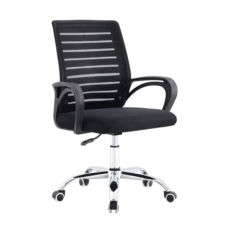 bf2140-polythrona-grafeiou-metallo-chromio-mesh-mavro-enlarge BF2140 Πολυθρόνα Γραφείου Μέταλλο Χρώμιο, Mesh Μαύρο 63x58x89/99cm - Image 1